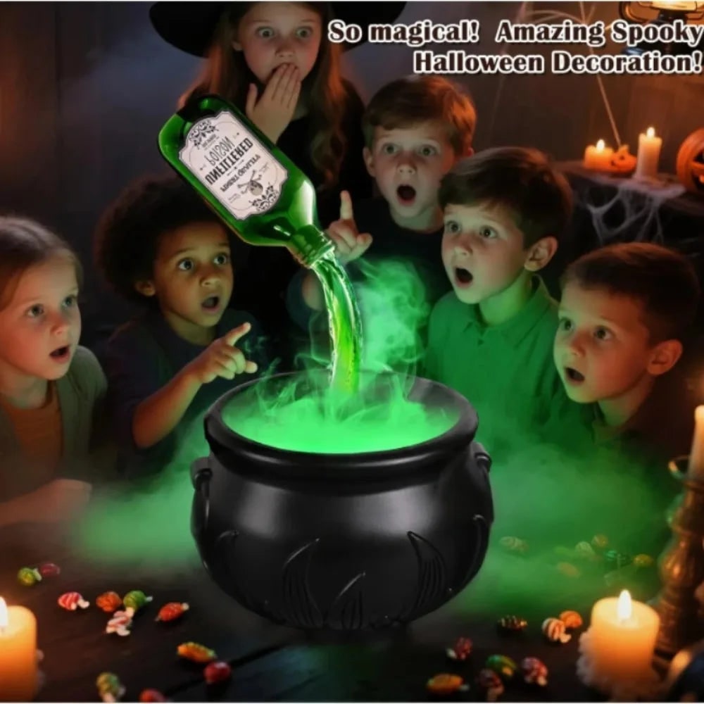 Halloween Cauldron Fog Machine Smoke Effect and LED Lights for Haunted House Party Decoration - Image 4