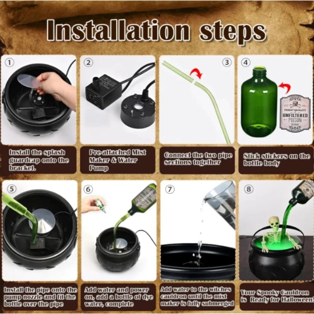 Halloween Cauldron Fog Machine Smoke Effect and LED Lights for Haunted House Party Decoration - Image 5