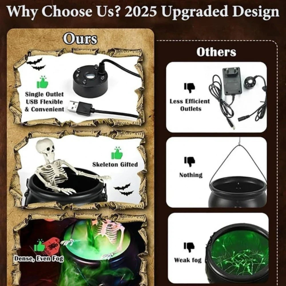 Halloween Cauldron Fog Machine Smoke Effect and LED Lights for Haunted House Party Decoration - Image 6