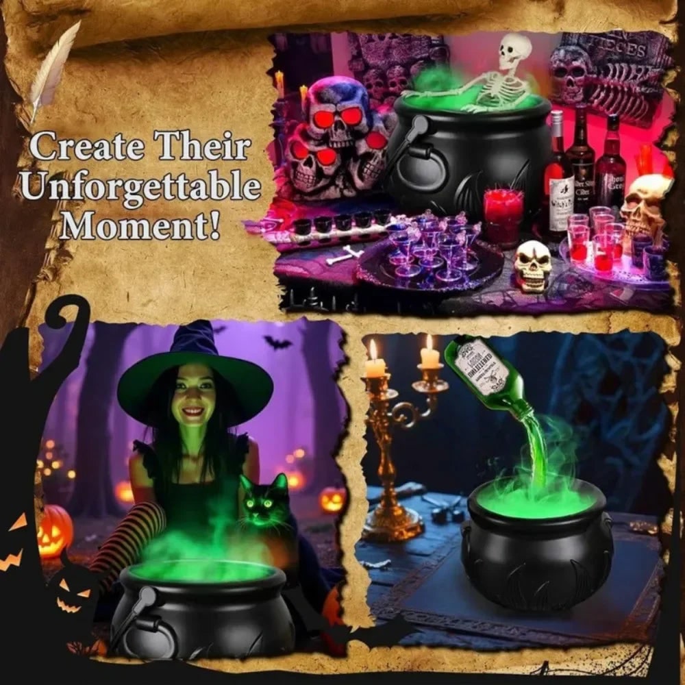 Halloween Cauldron Fog Machine Smoke Effect and LED Lights for Haunted House Party Decoration - Image 9