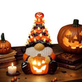 Halloween Ceramic Gnome with LED Jack O'lantern Light Battery Operated Tabletop Party Decoration - Image 2