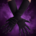Halloween Claw Gloves Costume with Black Elbow Length Stiletto Nails White - Image 1