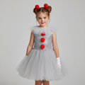 Halloween Clown Costume Outfit Dress with Tutu Collar Gloves and Hair Clips Accessories Set - Image 1