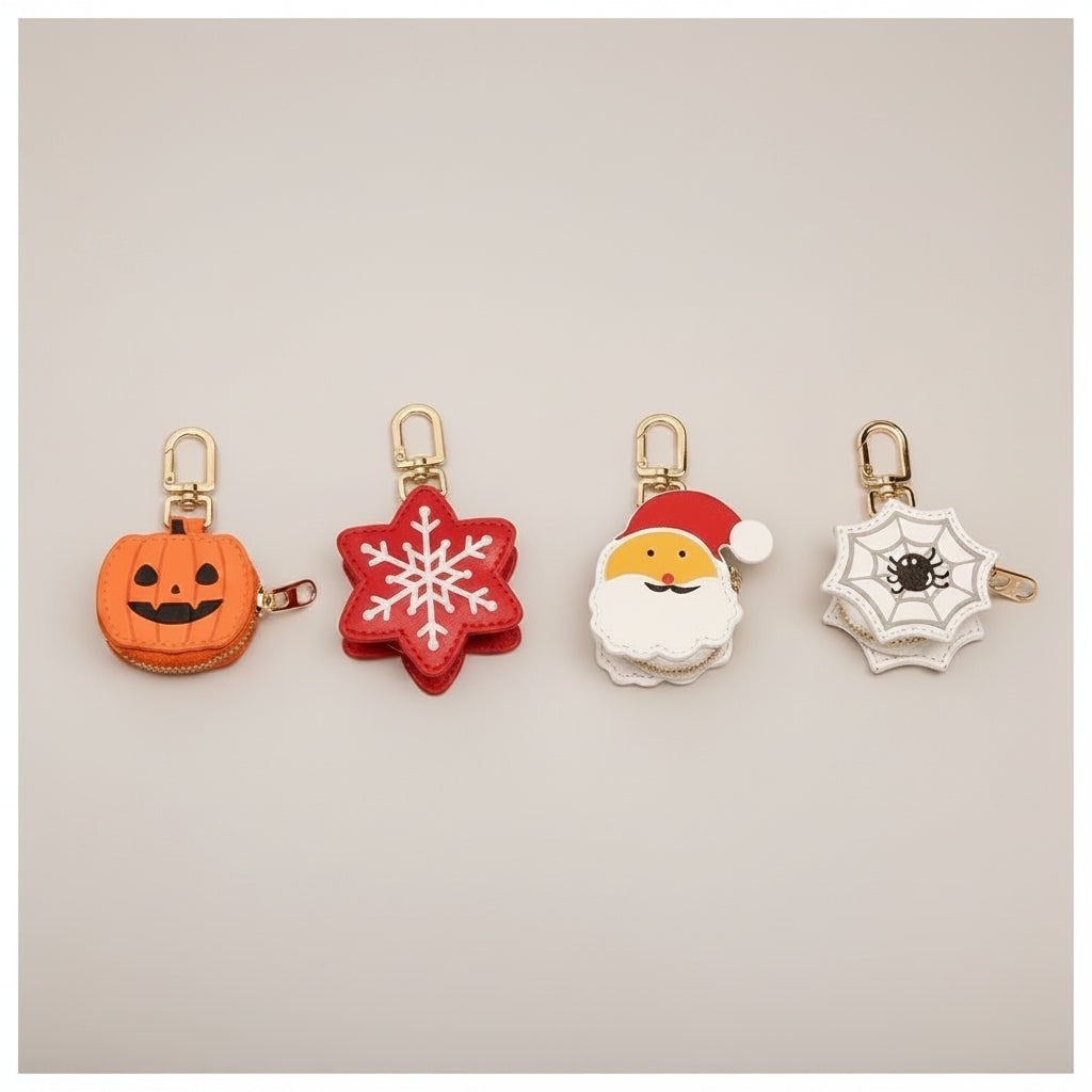 Halloween Coin Purse Keychain Key Holder with Faux Leather Zipper and Mini Pouch Small - Image 6