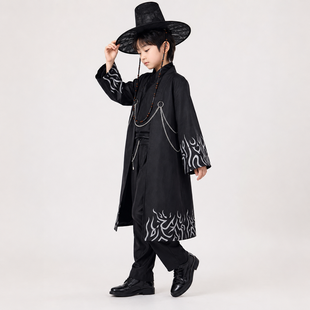 Halloween Cosplay Costume Korean Hanbok with Hat and Accessories Fantasy Set - Image 1