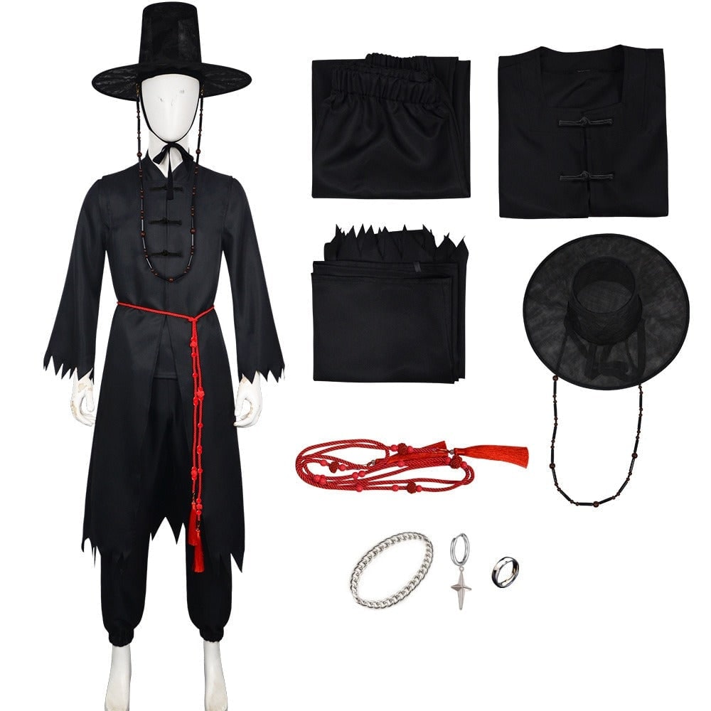 Halloween Cosplay Costume Korean Hanbok with Hat and Accessories Fantasy Set - Image 11
