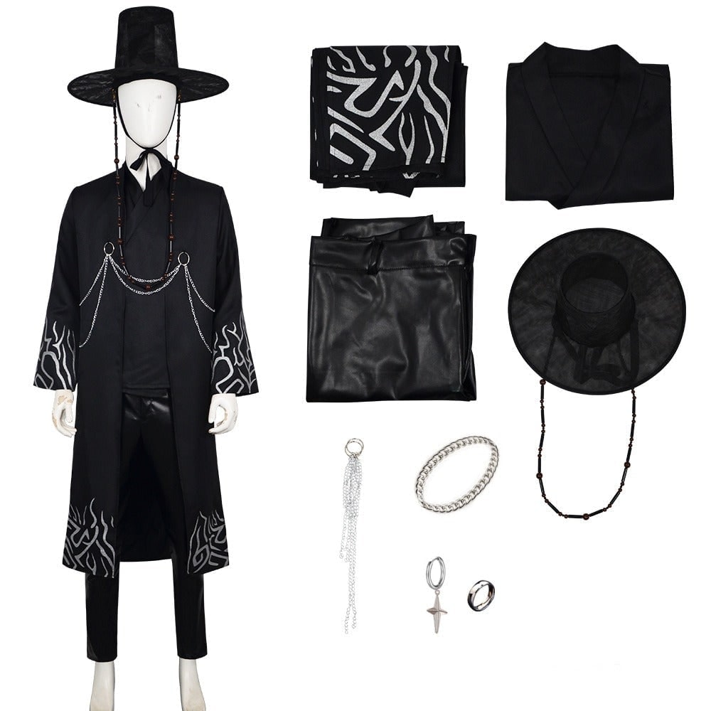 Halloween Cosplay Costume Korean Hanbok with Hat and Accessories Fantasy Set - Image 5