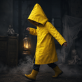 Halloween Cosplay Costume Yellow Hooded Raincoat Jacket with Zipper and Pockets - Image 1