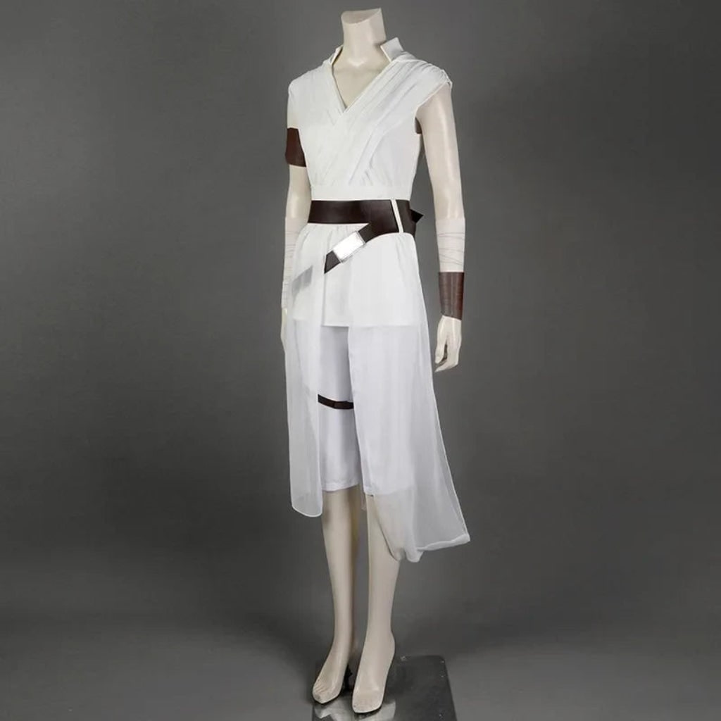 Halloween Cosplay Rey Costume with Draped Tunic Belt and Arm Wraps Adventure Set - Image 1