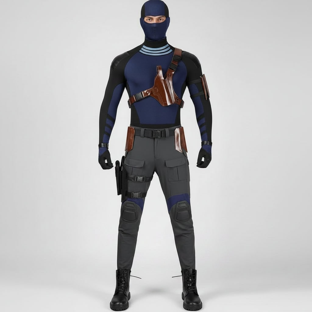 Halloween Cosplay Superhero Costume Set with Tactical Gear Mask Gloves and Utility Belt - Image 1