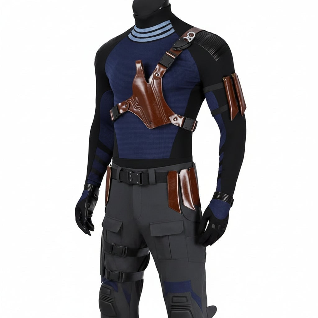 Halloween Cosplay Superhero Costume Set with Tactical Gear Mask Gloves and Utility Belt - Image 2