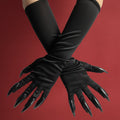 Halloween Costume Claw Gloves Elbow Length with Attached Black Talons for Witch Cosplay and Party - Image 1