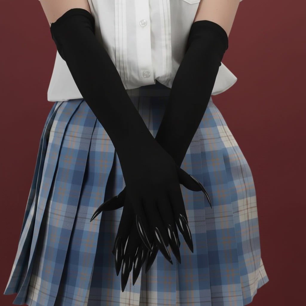 Halloween Costume Claw Gloves Elbow Length with Attached Black Talons for Witch Cosplay and Party - Image 5