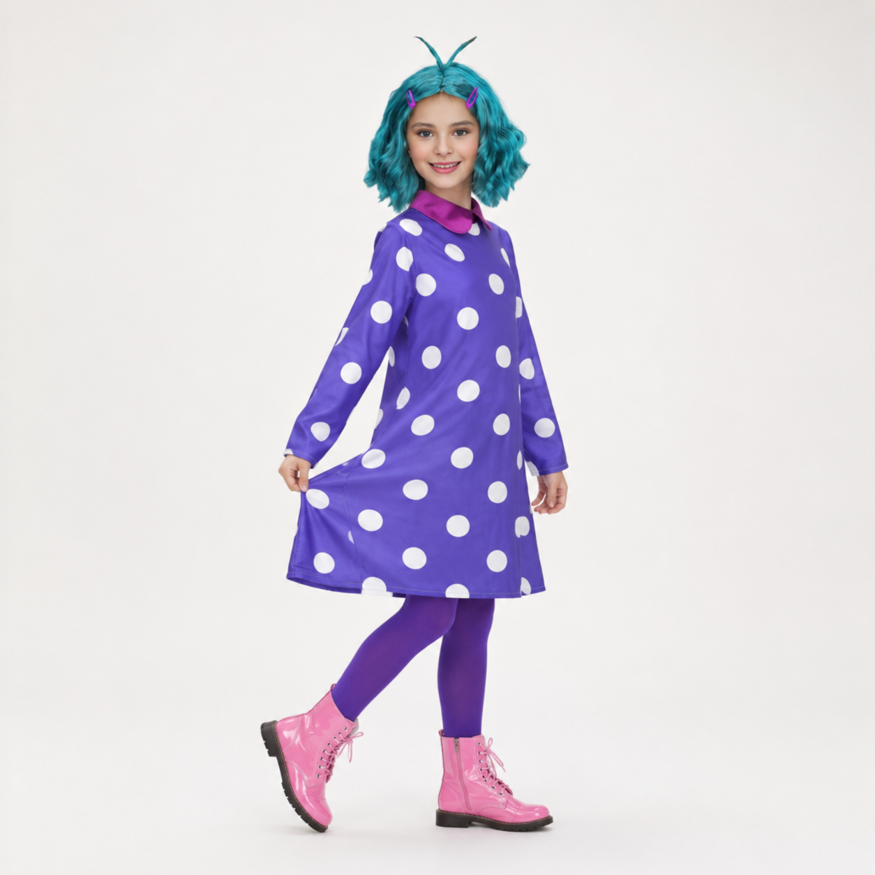 Halloween Costume Cosplay Polka Dot Dress with and Tights - Image 2