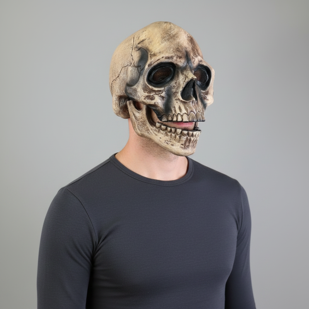 Halloween Costume Skull Mask with Hinged Moving Jaw and Creepy Realistic Bone Finish - Image 2