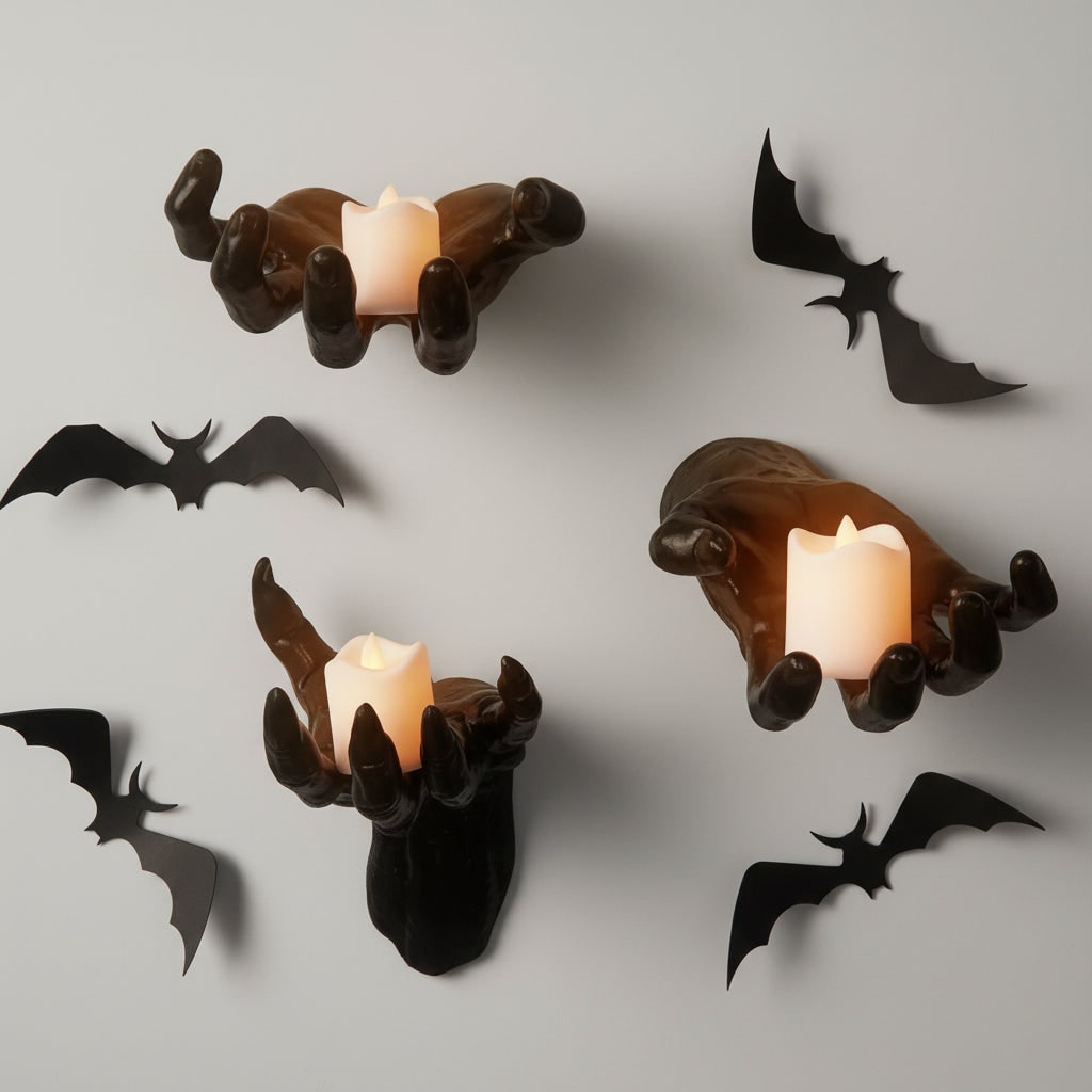 Halloween Creepy Hand Wall Decor Metal Artwork with Candle Holders for Spooky Gothic Decoration - Image 6