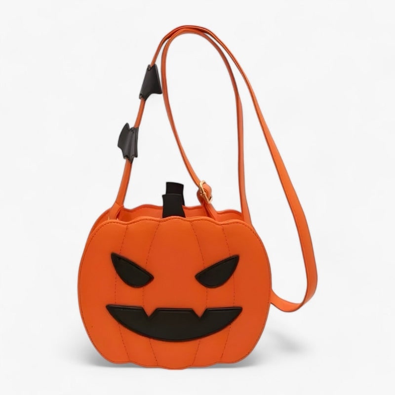 Halloween Crossbody Purse Pumpkin Shaped with Jack-O-Lantern Face and Adjustable Shoulder Strap - Image 4