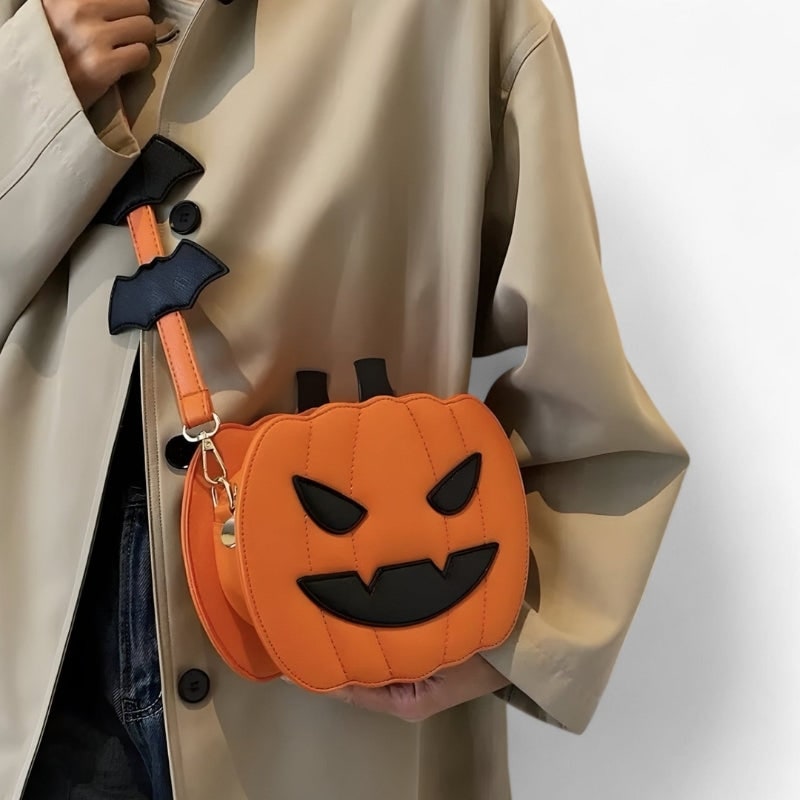 Halloween Crossbody Purse Pumpkin Shaped with Jack-O-Lantern Face and Adjustable Shoulder Strap - Image 6