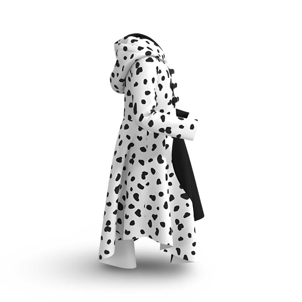 Halloween Cruella Costume Dress with Spotted Cape Hood and Dalmatian Print for Party Cosplay - Image 5