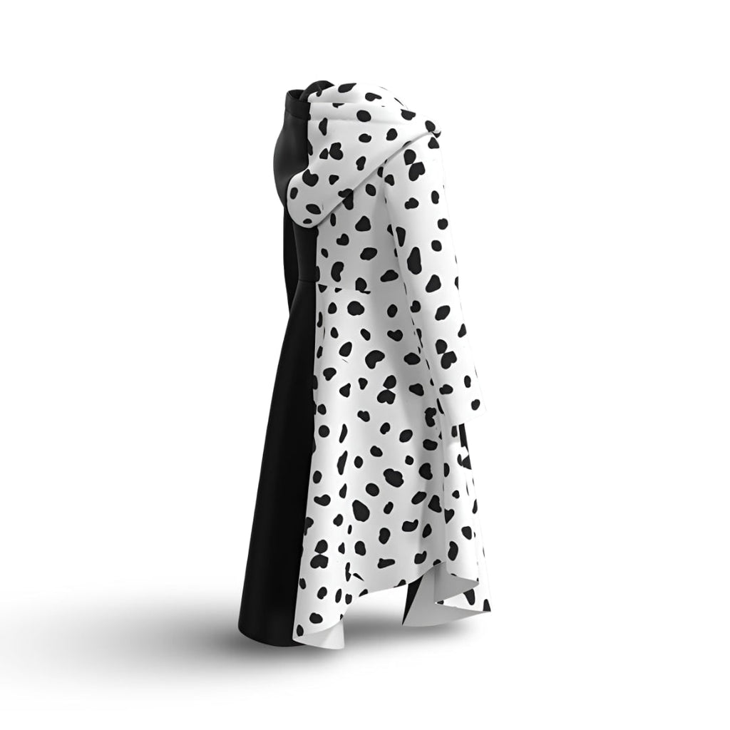 Halloween Cruella Costume Dress with Spotted Cape Hood and Dalmatian Print for Party Cosplay - Image 6