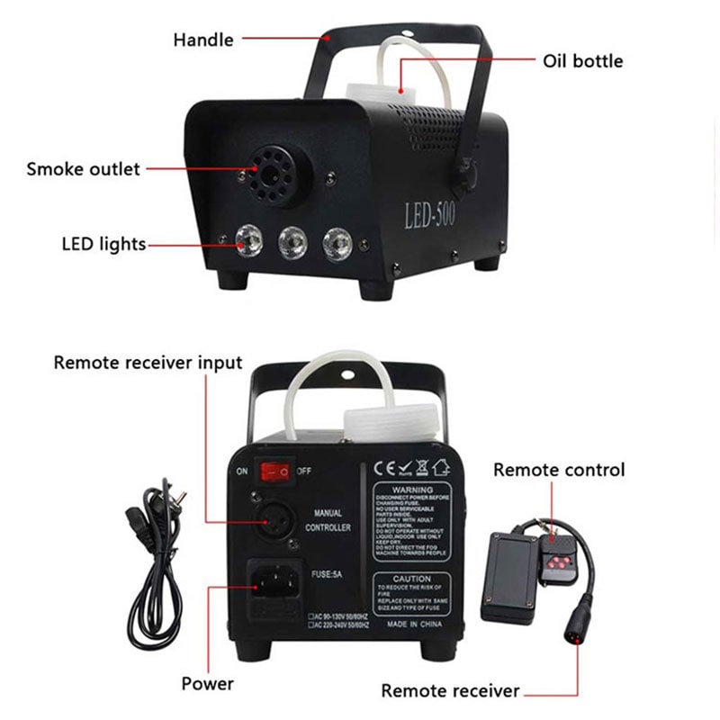 Halloween Fog Machine Smoke Mini Maker with LED Lights for Party Haunted House Water Based Fluid - Image 2