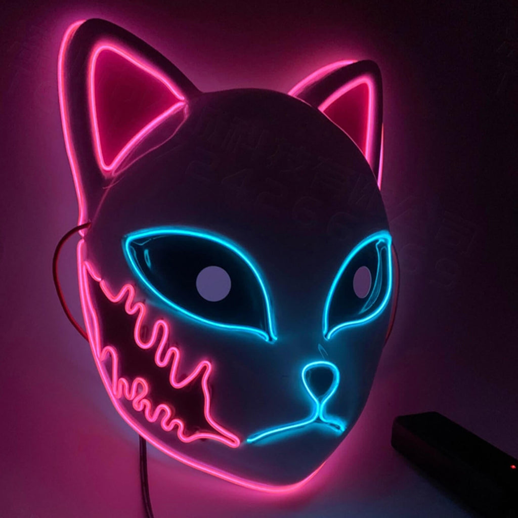 Halloween Fox Mask Cosplay Anime Costume with LED Light and El Wire Glowing Eyes - Image 10
