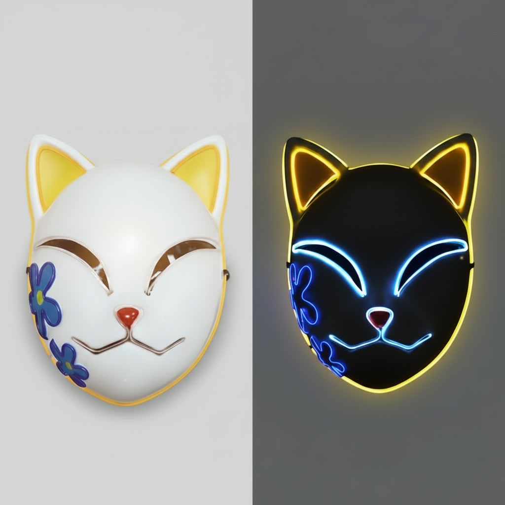 Halloween Fox Mask Cosplay Anime Costume with LED Light and El Wire Glowing Eyes - Image 3