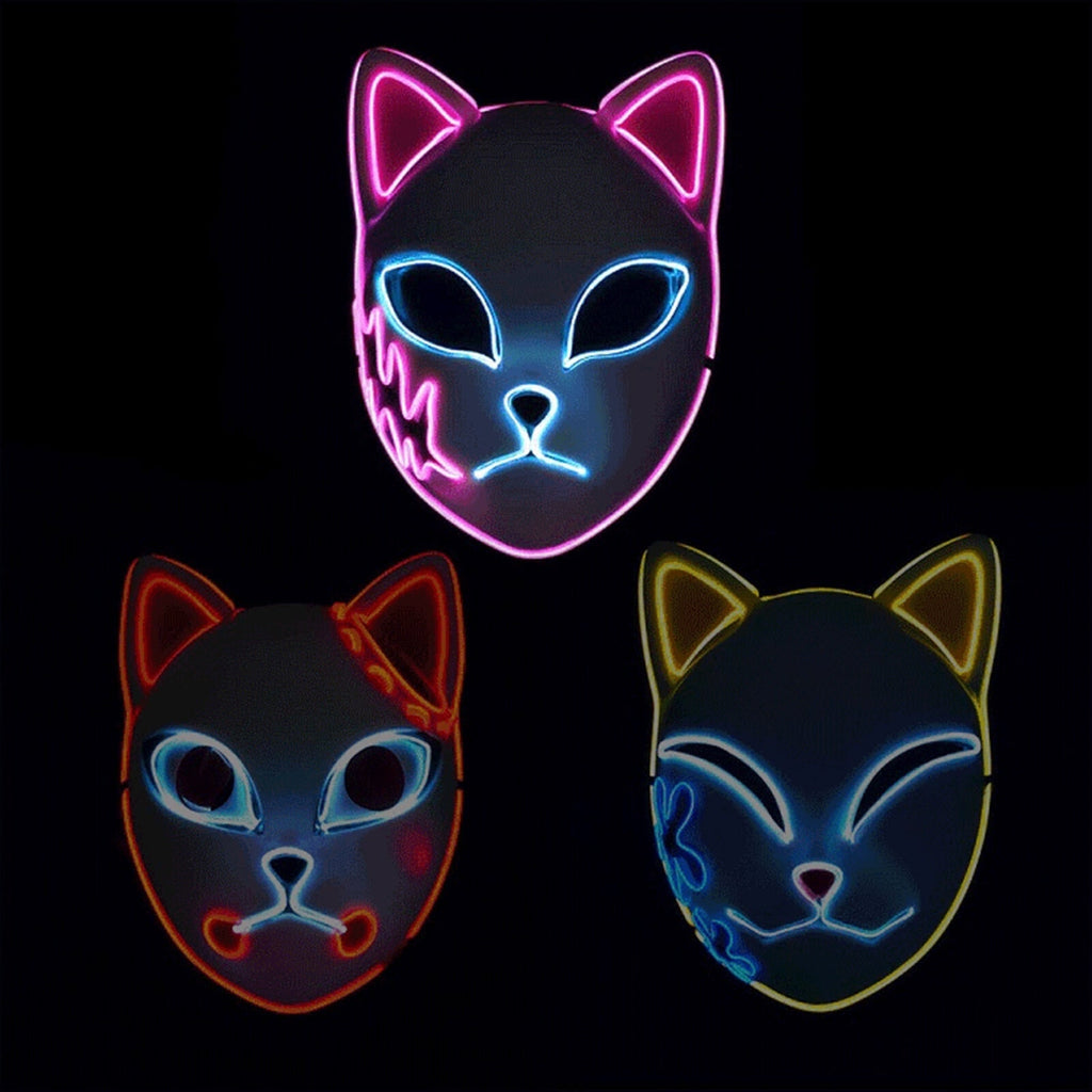 Halloween Fox Mask Cosplay Anime Costume with LED Light and El Wire Glowing Eyes - Image 5