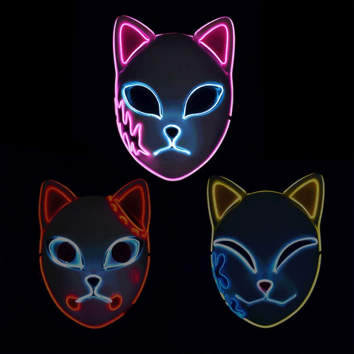 Halloween Fox Mask Cosplay Anime Costume with LED Light and El Wire Glowing Eyes - Image 5
