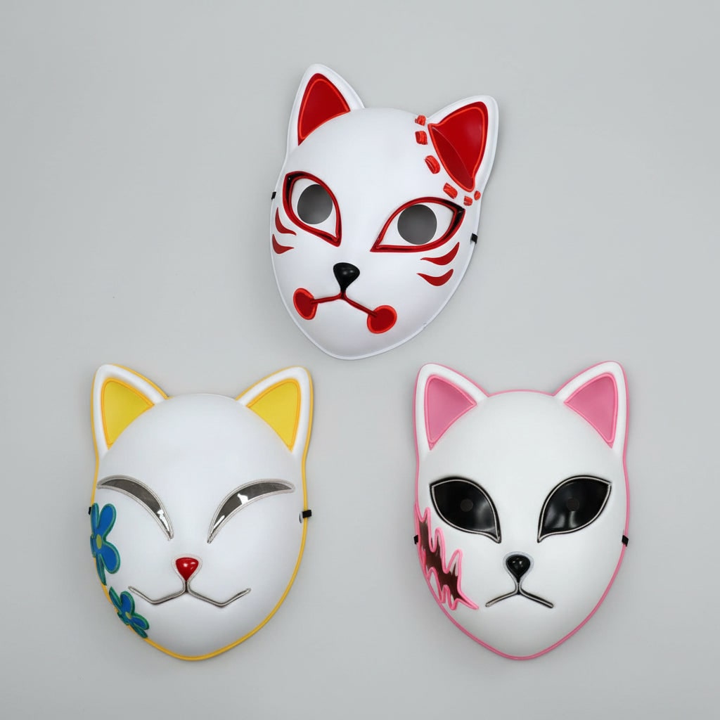 Halloween Fox Mask Cosplay Anime Costume with LED Light and El Wire Glowing Eyes - Image 6