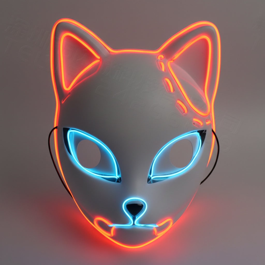 Halloween Fox Mask Cosplay Anime Costume with LED Light and El Wire Glowing Eyes - Image 9