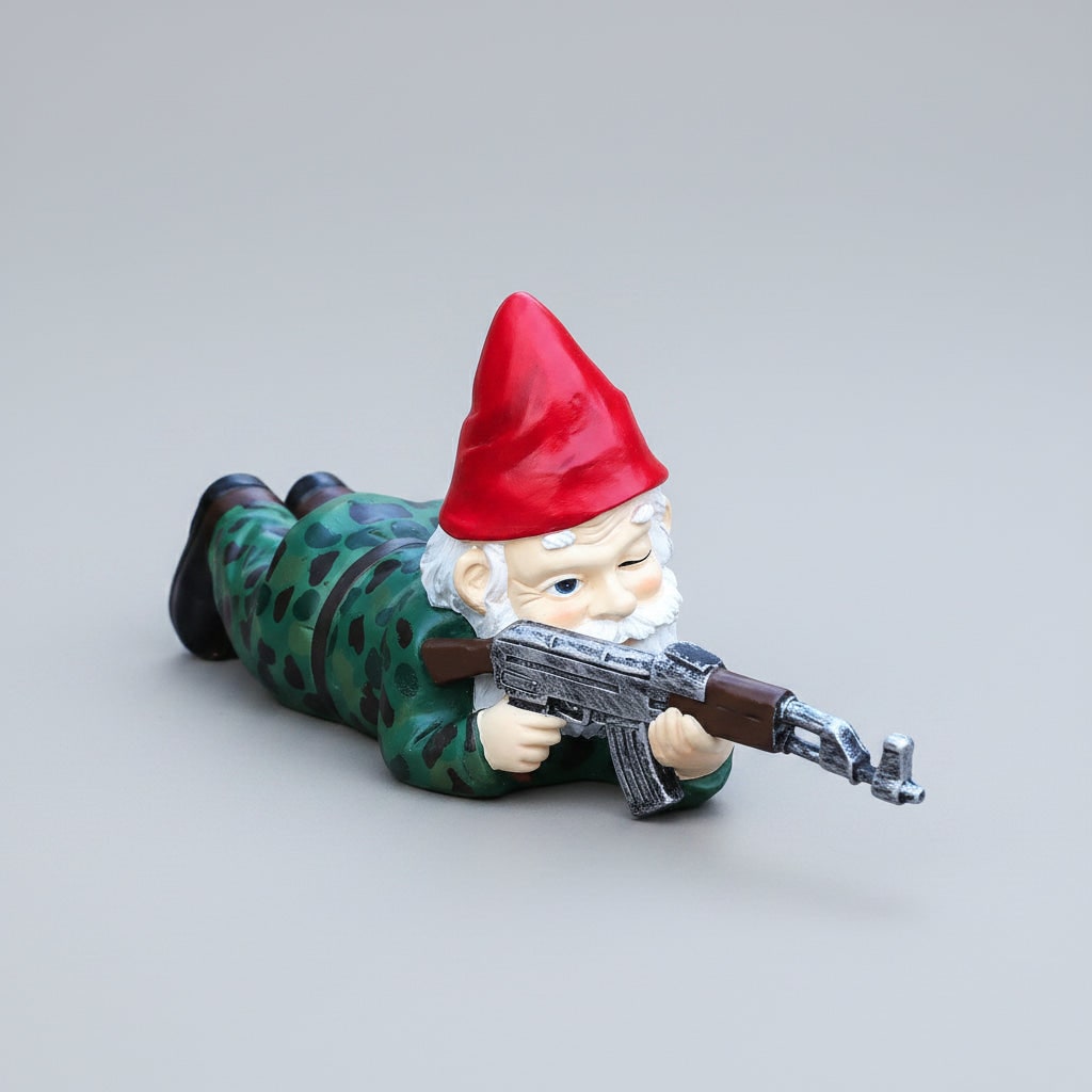 Halloween Funny Garden Gnome and Lawn Yard Decoration with Assault Rifle Black - Image 3