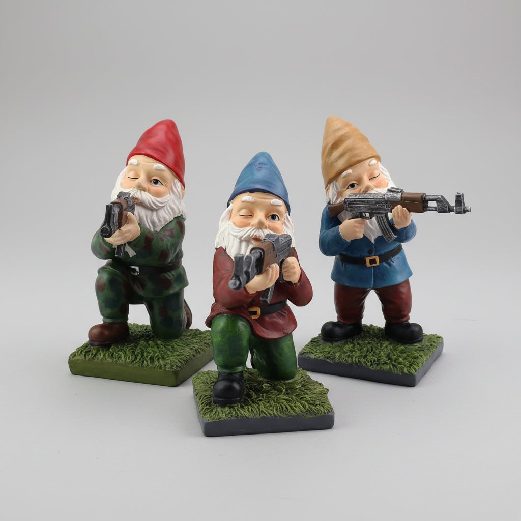 Halloween Funny Garden Gnome and Lawn Yard Decoration with Assault Rifle Black - Image 4