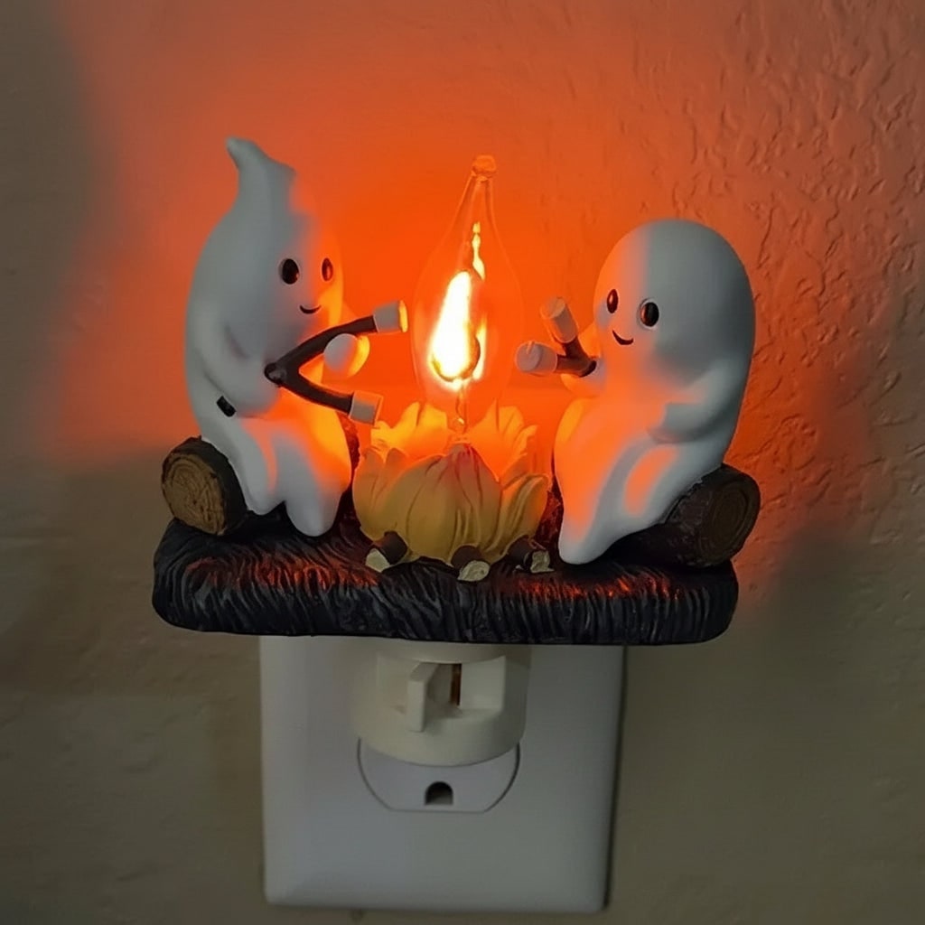Halloween Ghost Night Light LED -In with Campfire Design and Warm Glow for Room - Image 1