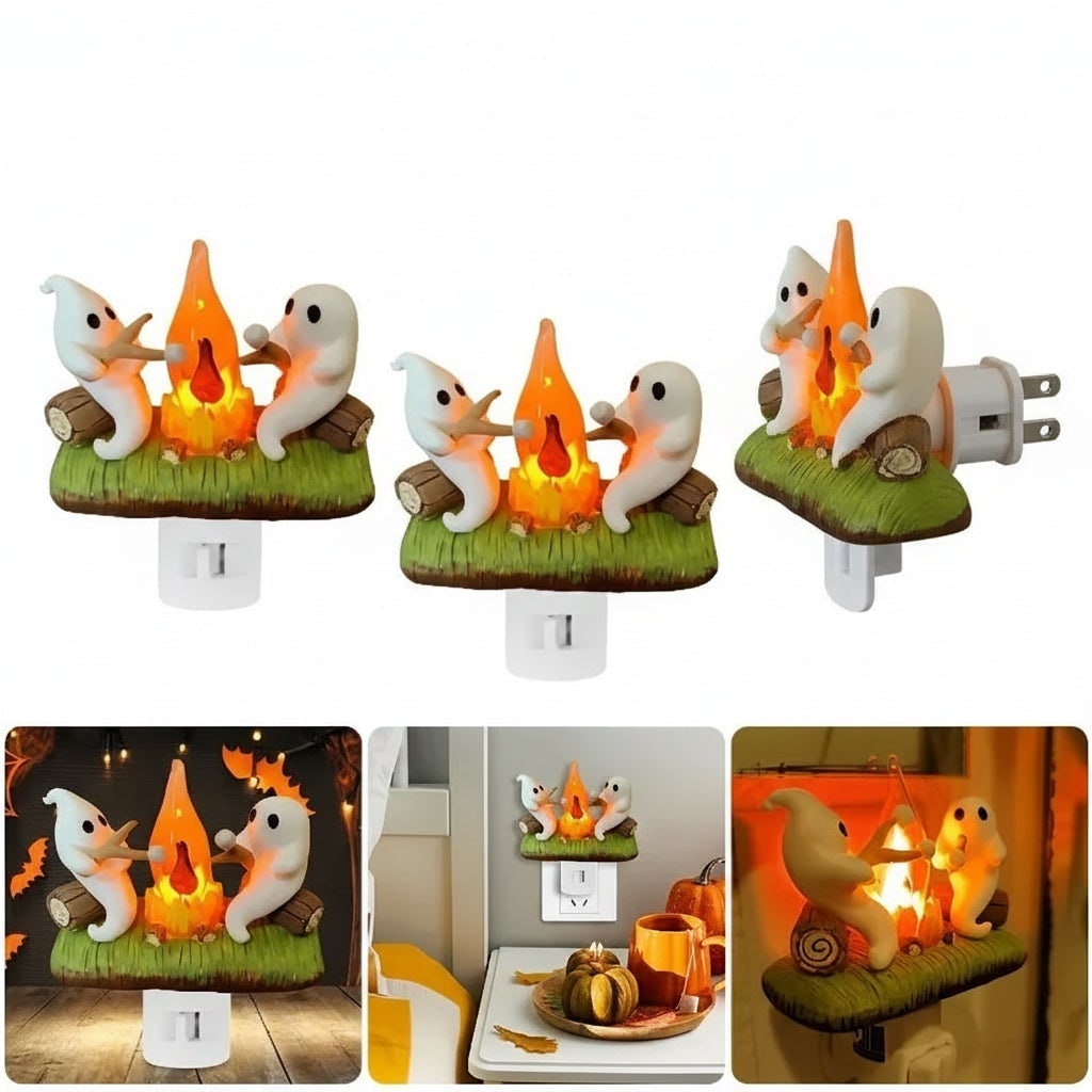 Halloween Ghost Night Light LED -In with Campfire Design and Warm Glow for Room - Image 3