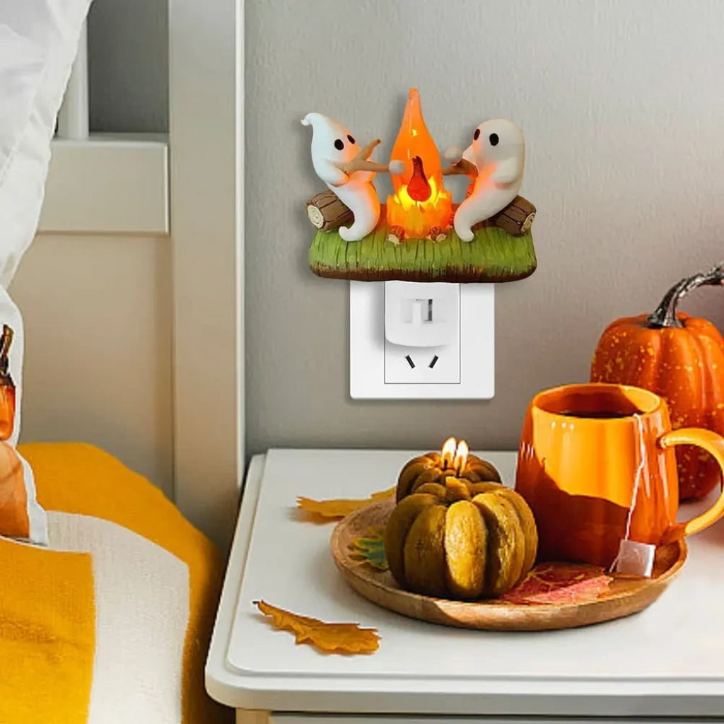 Halloween Ghost Night Light LED -In with Campfire Design and Warm Glow for Room - Image 5