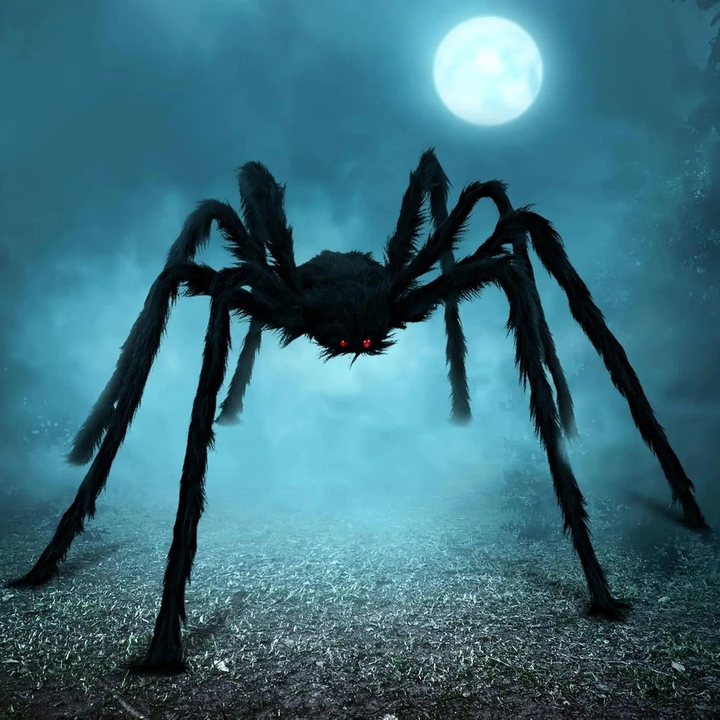 Halloween Giant Spider Decoration with Poseable Legs and Red Eyes for Outdoor Party Decor - Image 1
