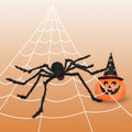 Halloween Giant Spider Decoration with Poseable Legs and Web for Outdoor Yard Party Haunted House - Image 1