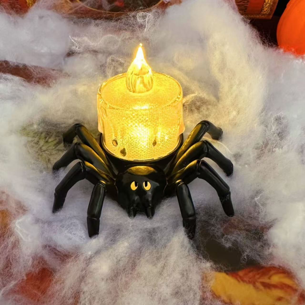 Halloween Giant Spider Lights with LED Glowing Eyes and Candle Flame for Party Decoration - Image 14