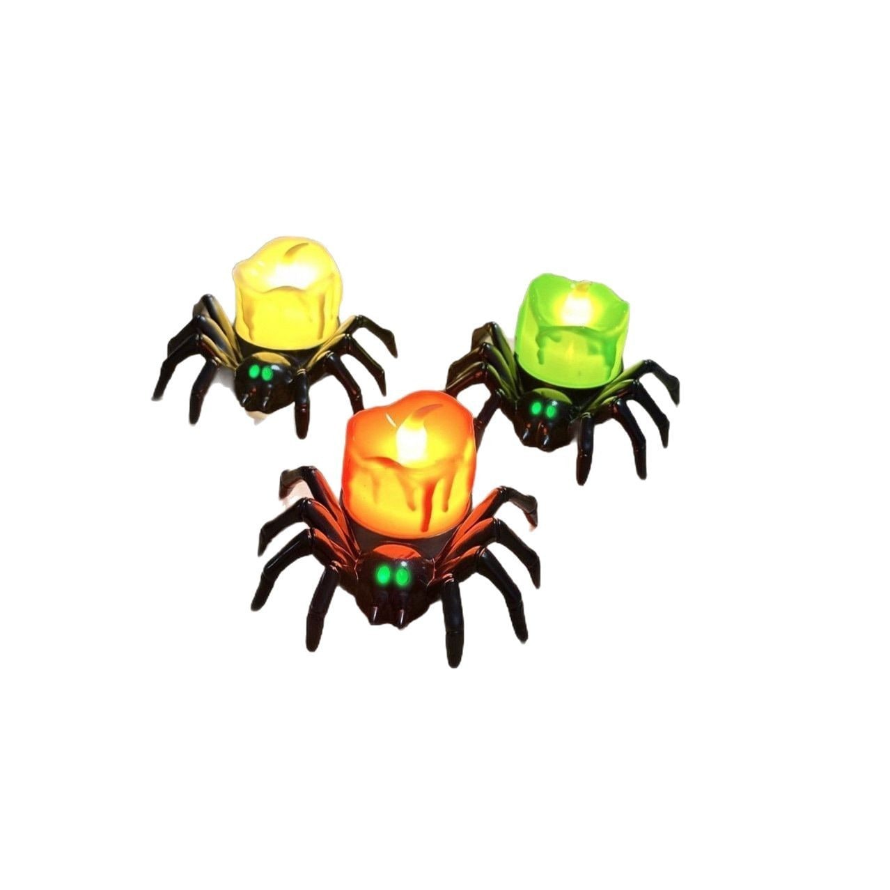 Halloween Giant Spider Lights with LED Glowing Eyes and Candle Flame for Party Decoration - Image 3