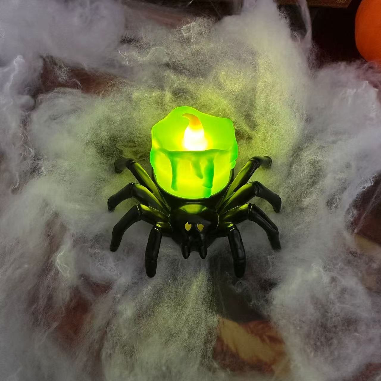 Halloween Giant Spider Lights with LED Glowing Eyes and Candle Flame for Party Decoration - Image 7