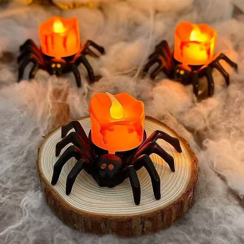 Halloween Giant Spider Lights with LED Glowing Eyes and Candle Flame for Party Decoration - Image 8