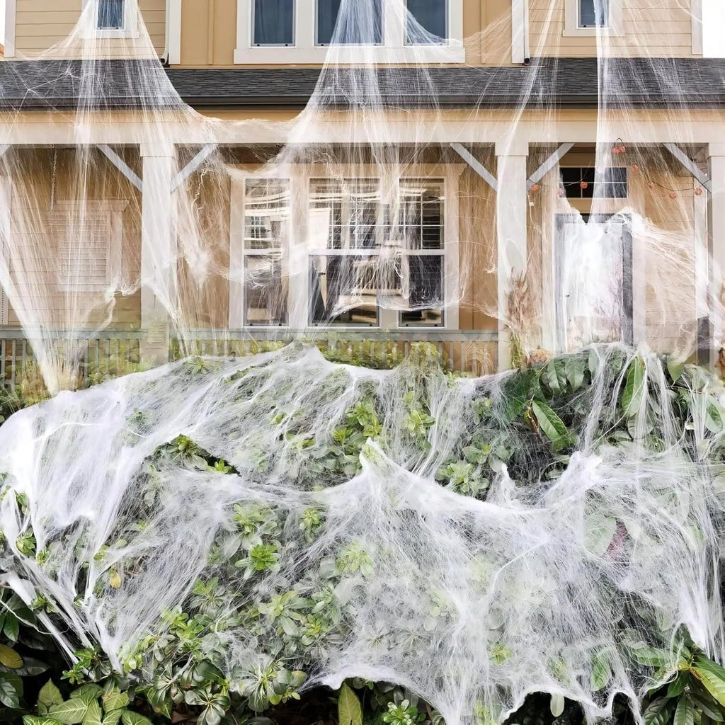 Halloween Giant Spider Web Decoration with Stretch and Plastic for Outdoor Party Decor - Image 2