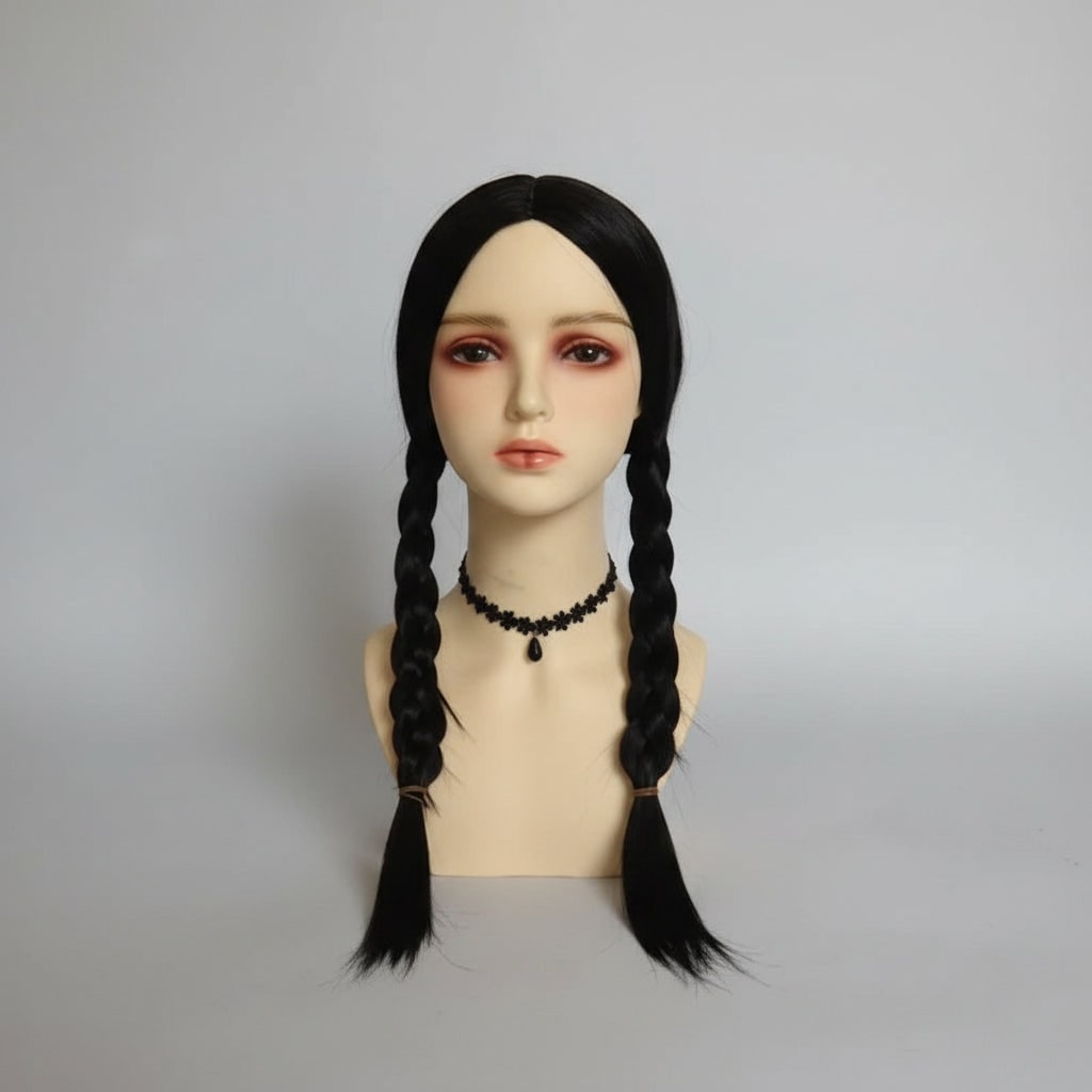Halloween Gothic Dress Plus Size Costume with White Collar and Long Sleeves - Image 4