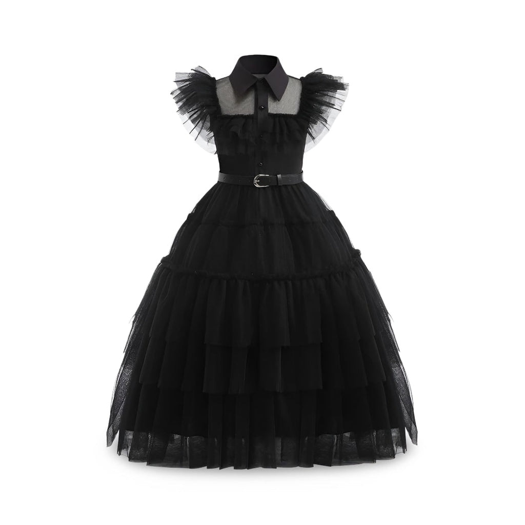 Halloween gothic schoolgirl Costume with Tiered Tulle Skirt Wig Socks and Accessories Set - Image 2