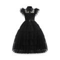 Halloween gothic schoolgirl Costume with Tiered Tulle Skirt Wig Socks and Accessories Set - Image 2