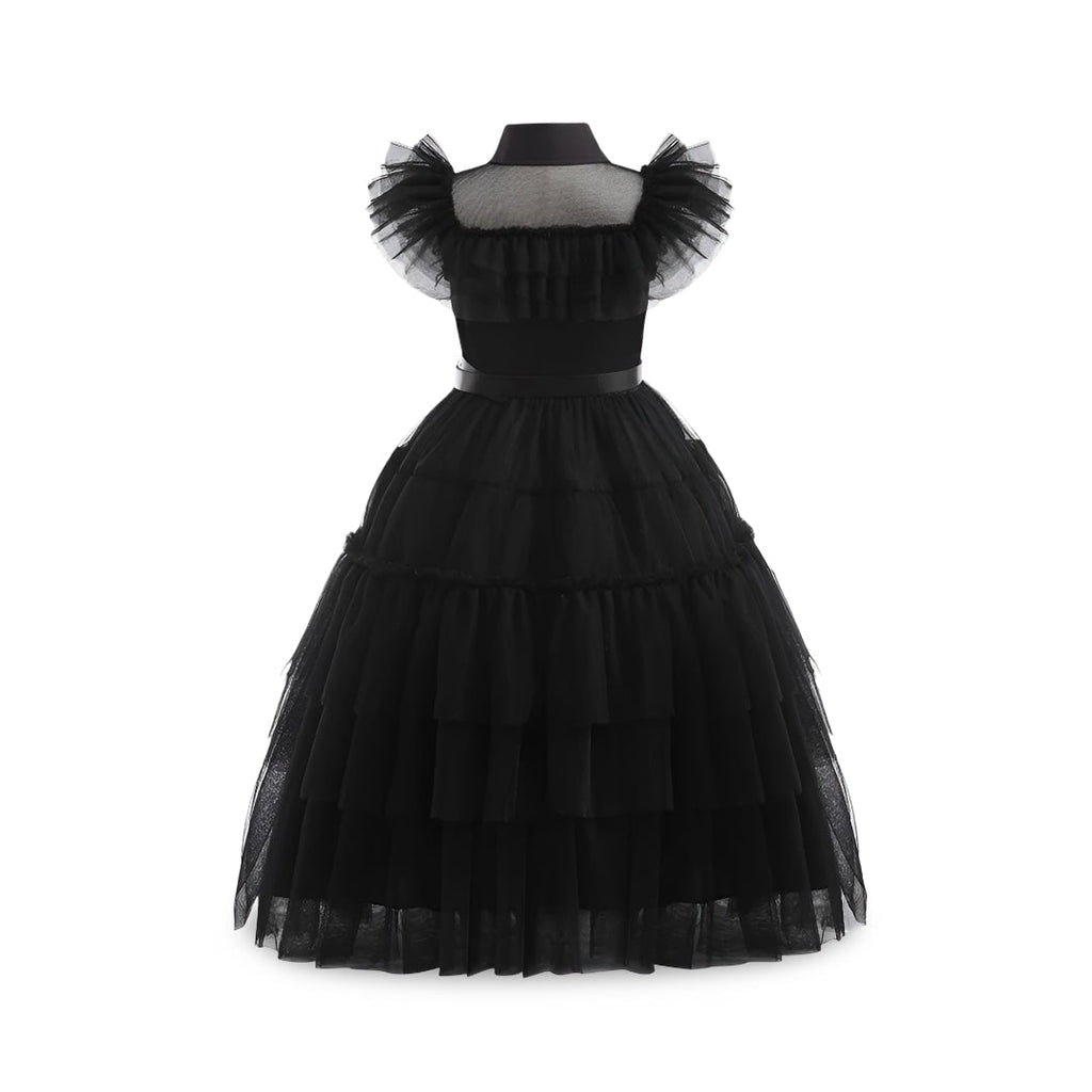 Halloween gothic schoolgirl Costume with Tiered Tulle Skirt Wig Socks and Accessories Set - Image 3