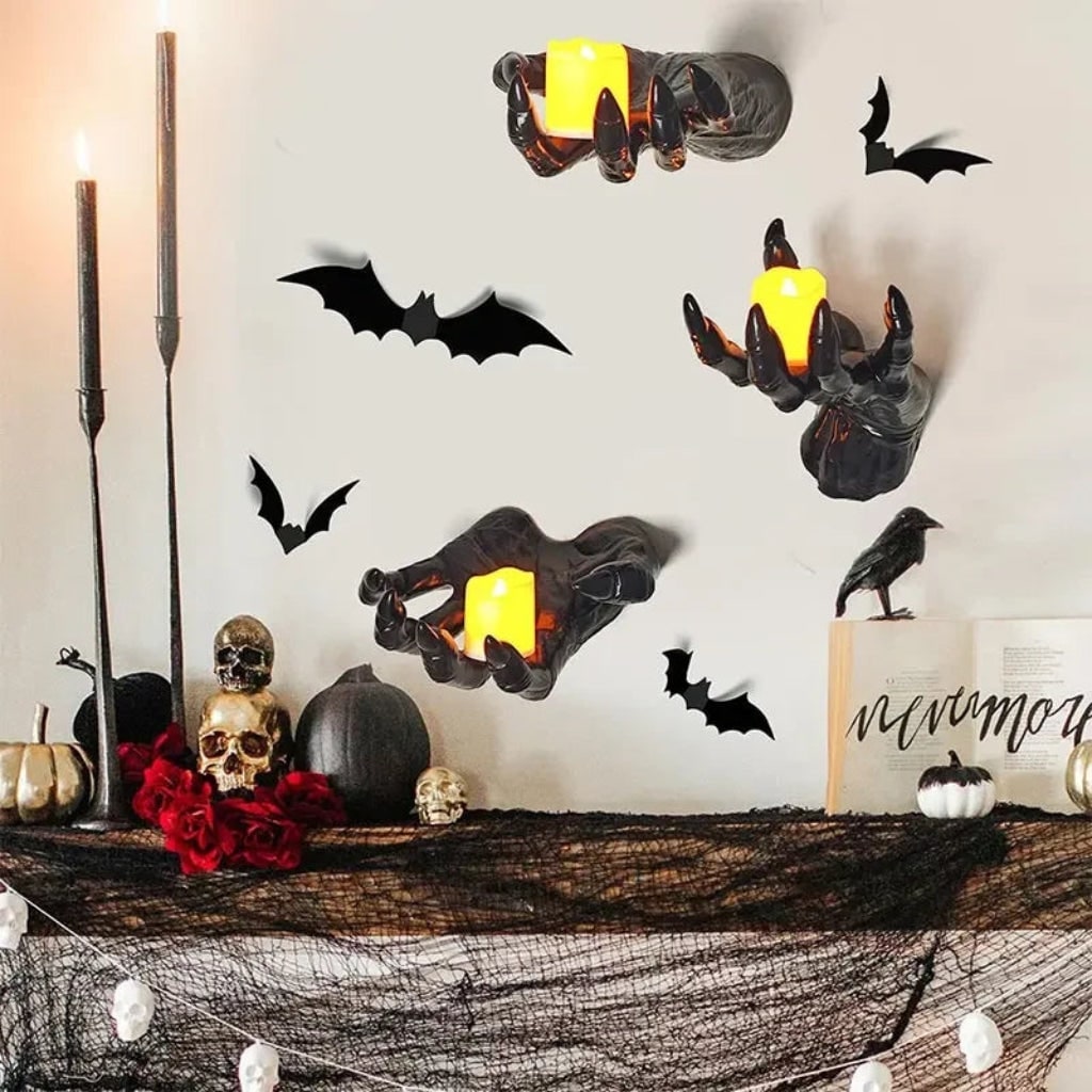 Halloween Gothic Wall Decor 3D Hand Candle Holders for Bathroom Dining Room Kitchen - Image 9
