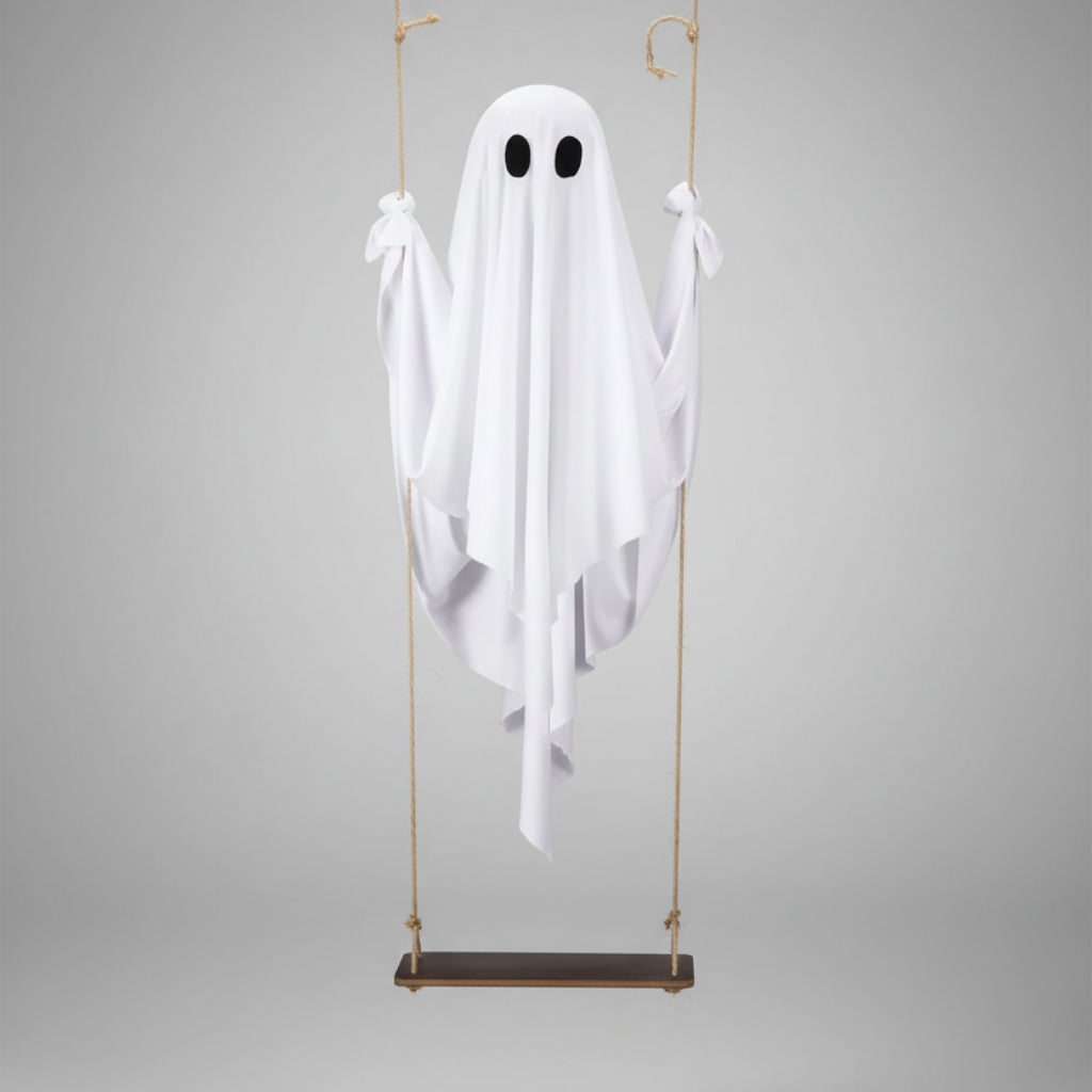 Halloween Hanging Ghost Decoration with LED Light Swing for Outdoor Yard Party Decor - Image 1