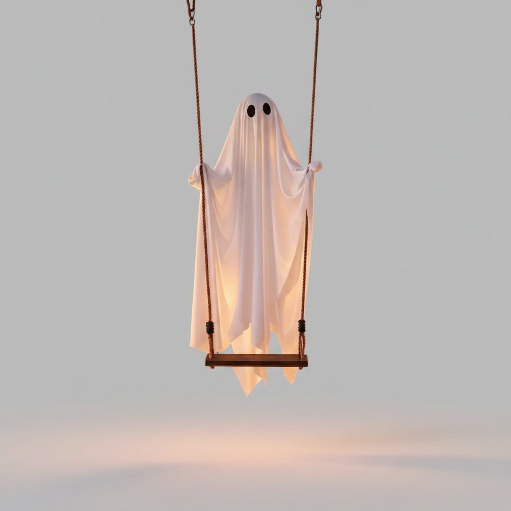 Halloween Hanging Ghost Decoration with LED Light Swing for Outdoor Yard Party Decor - Image 4